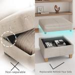 Whitesand U-Shaped Leather Sectional Sofa with Storage