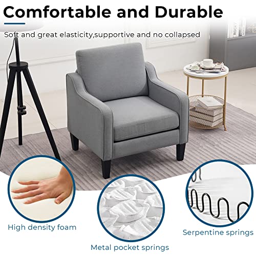 Mid Century Grey Fabric Accent Chair