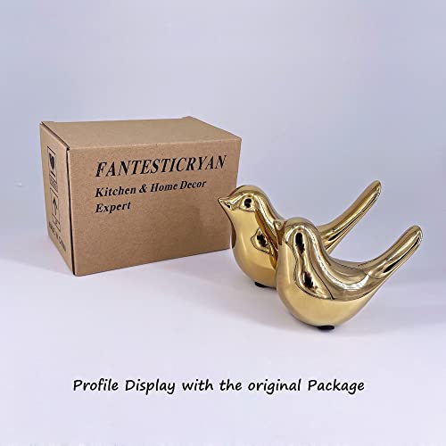 Gold bird statues for modern home decor