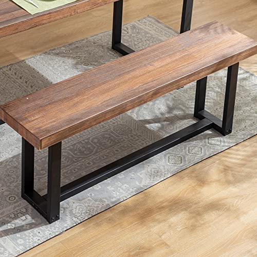 72" Solid Wood Dining Table with Metal Frame