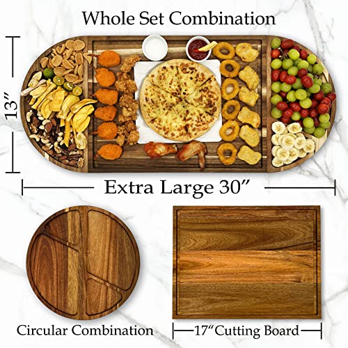 Acacia Wood Charcuterie Board Set with Handles