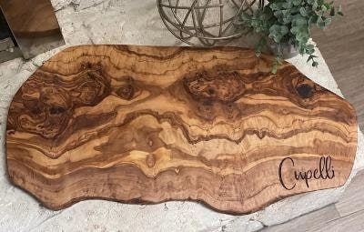 Custom Olive Wood Cheese Board with Personalization