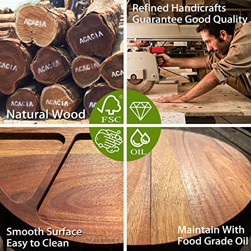 Acacia Wood Charcuterie Board Set with Handles