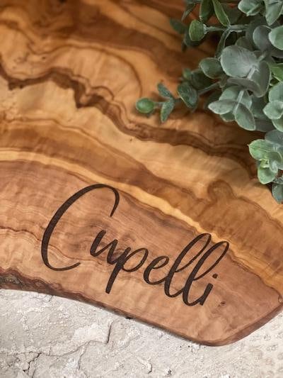 Custom Olive Wood Cheese Board with Personalization