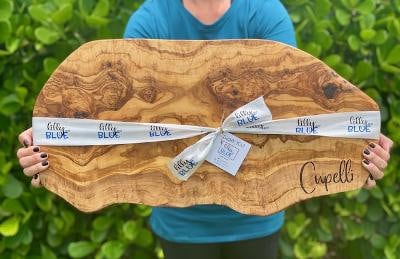 Custom Olive Wood Cheese Board with Personalization