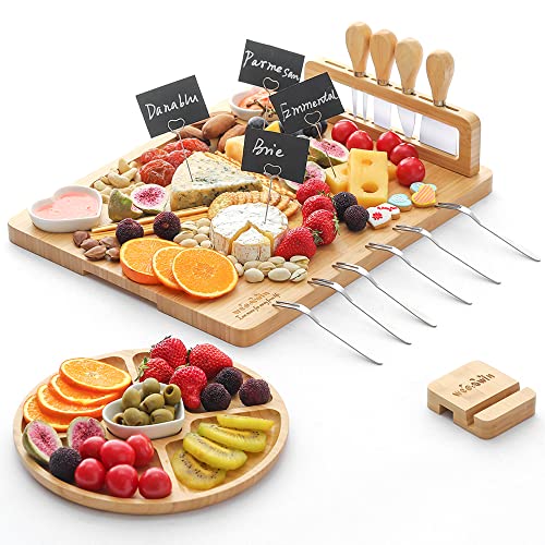 Bamboo Cheese Board and Knife Set - Weoowin