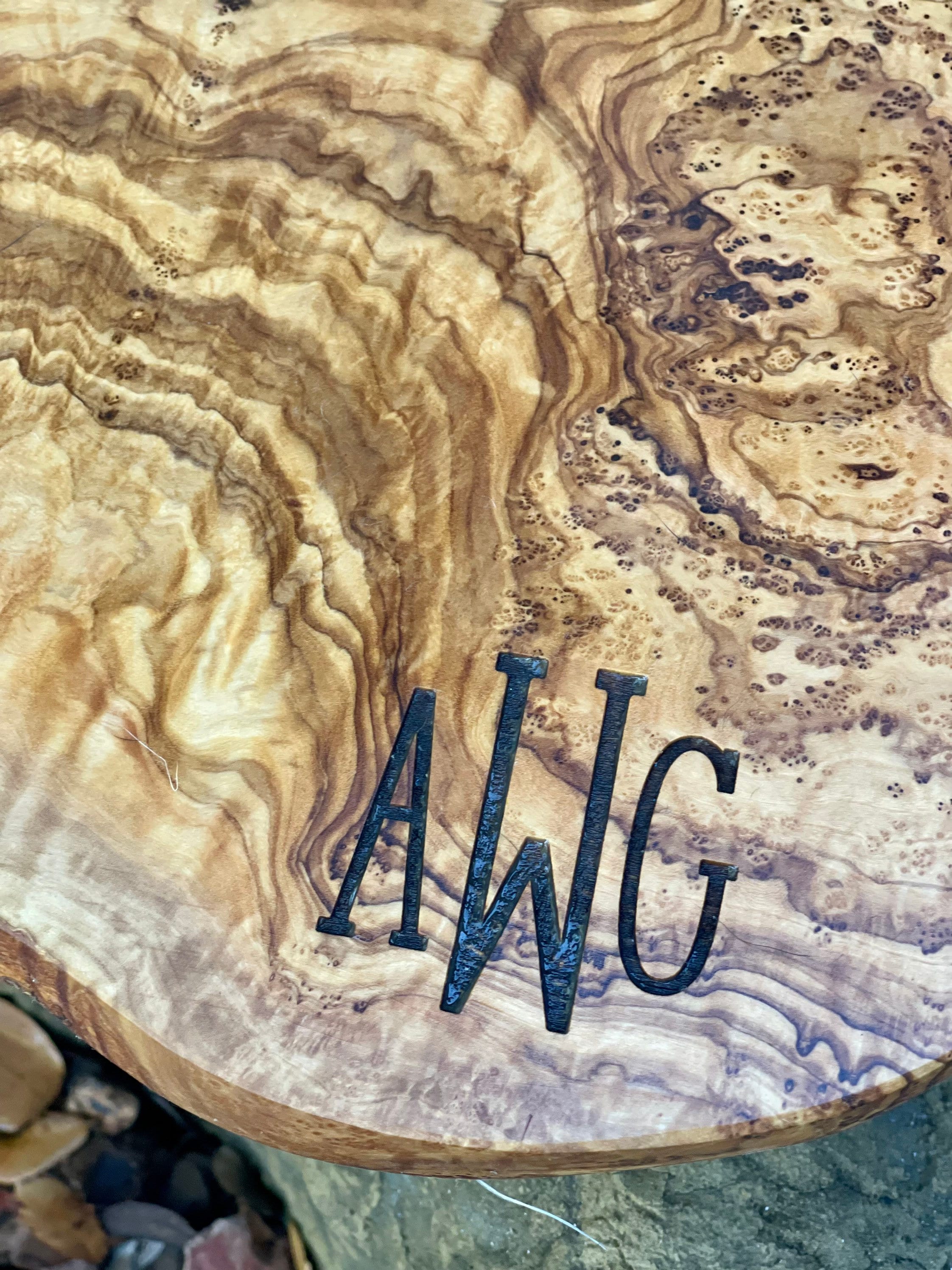 Custom Olive Wood Cheese Board with Personalization