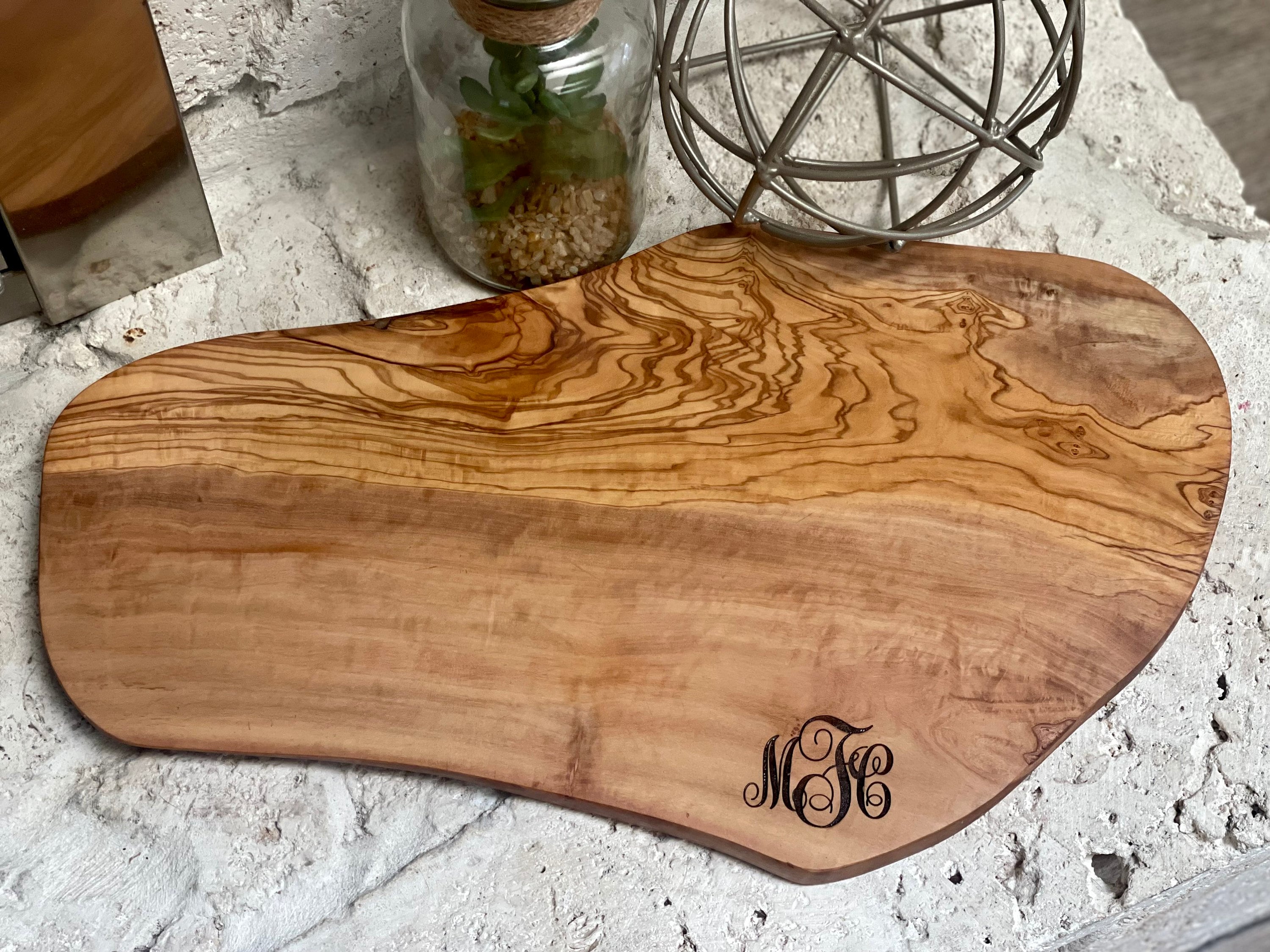 Custom Olive Wood Cheese Board with Personalization