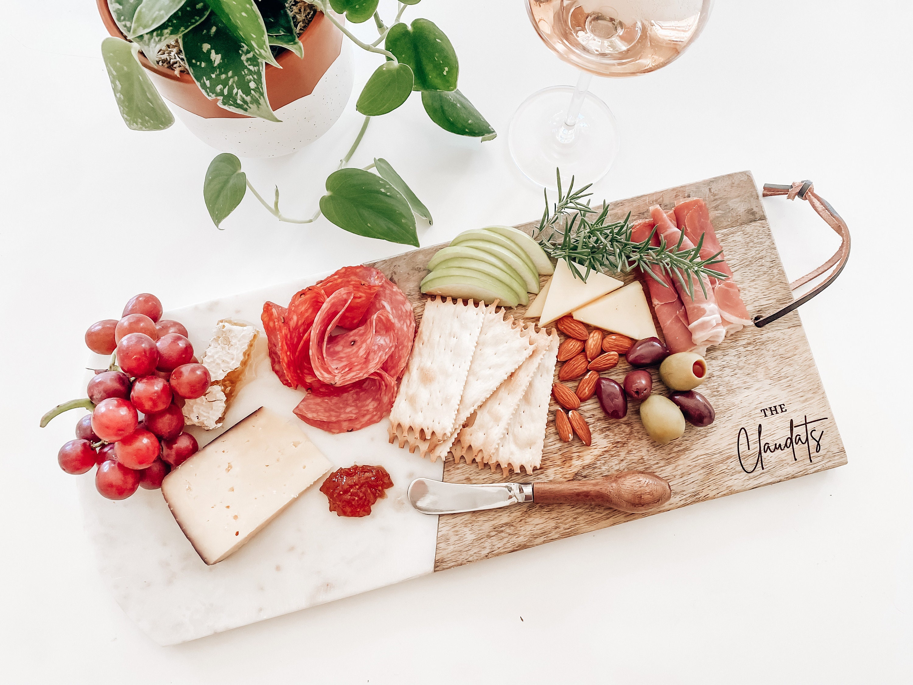 Personalized Marble Cheese Board Set with Spreader