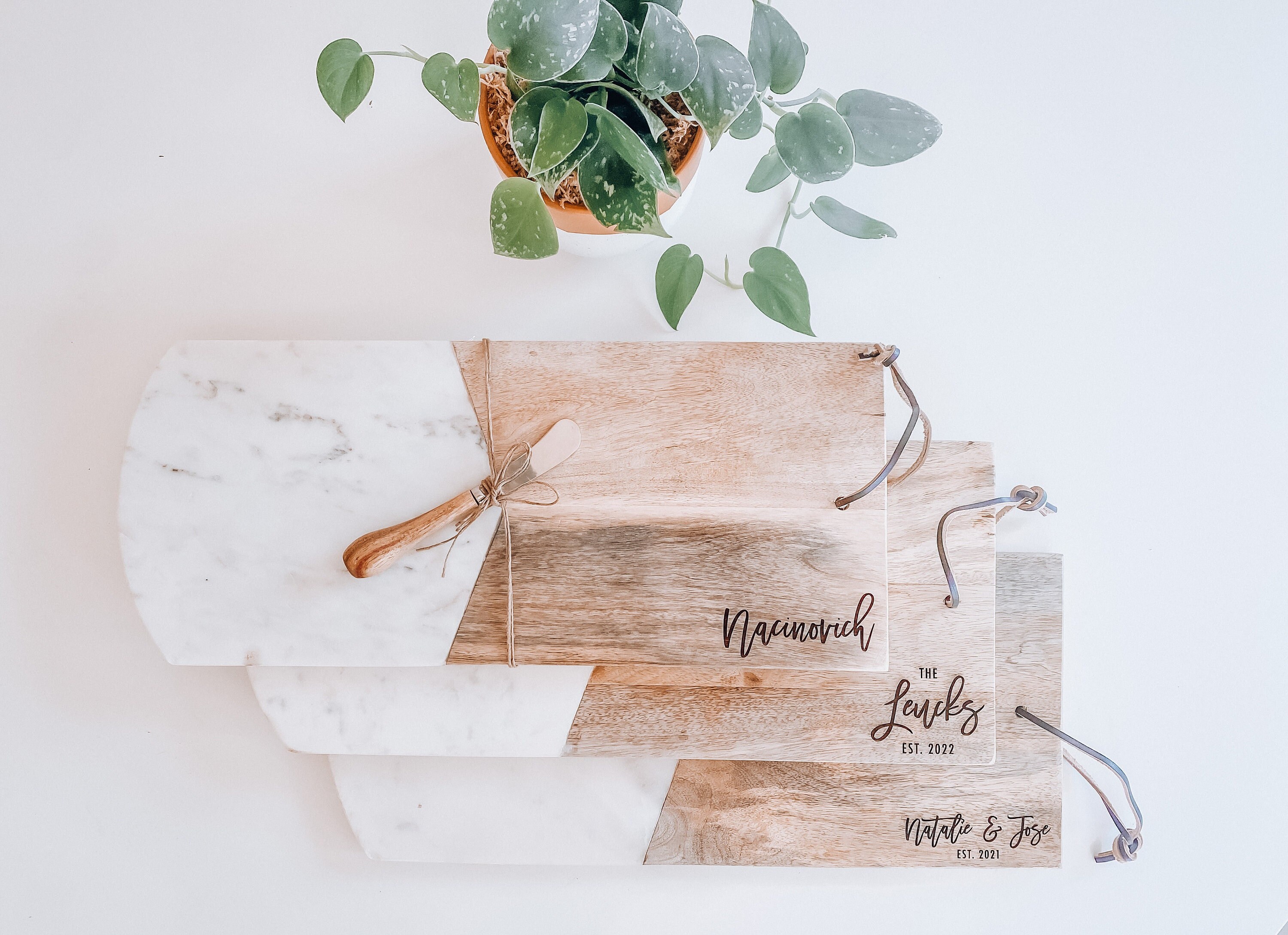 Personalized Marble Cheese Board Set with Spreader