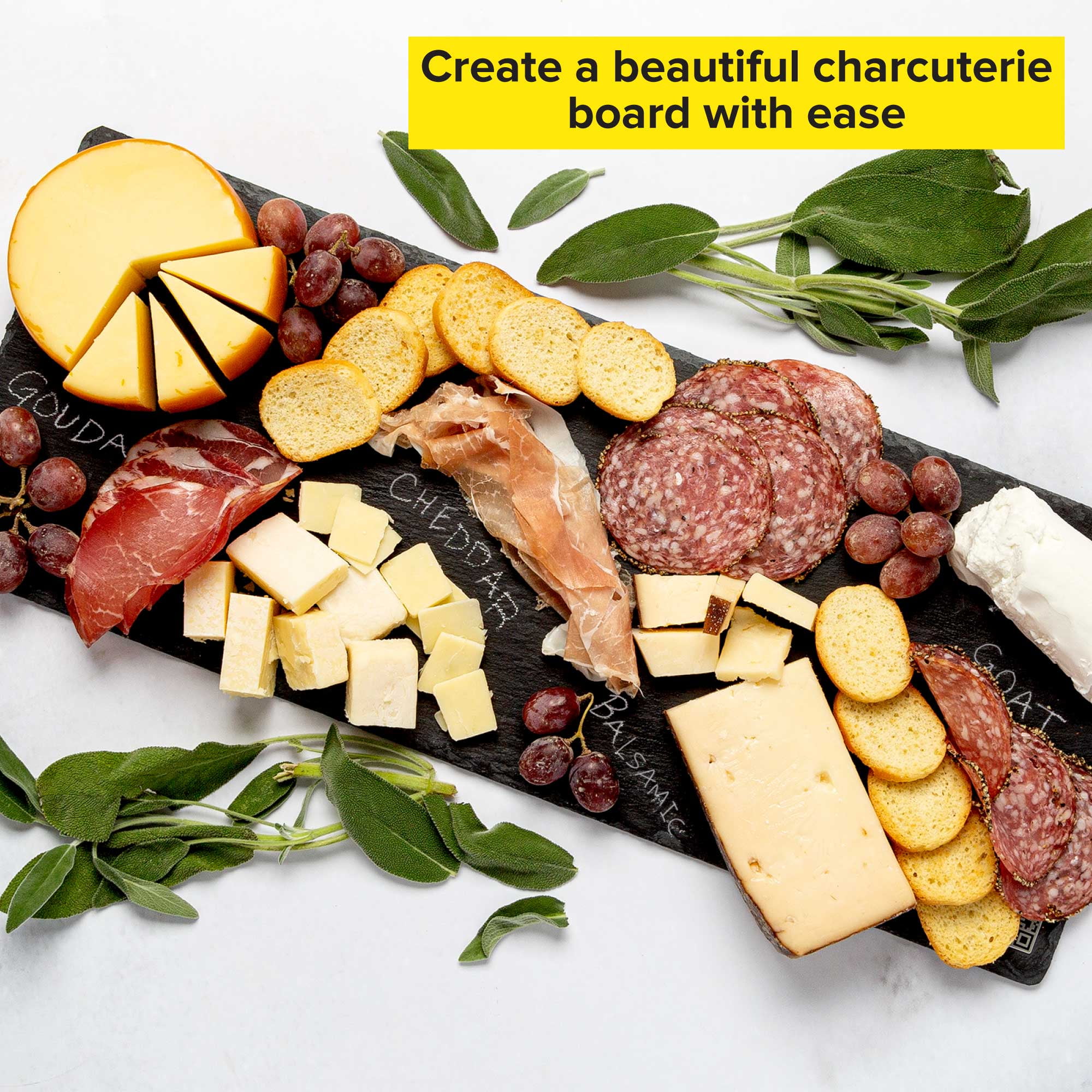 Natural Slate Cheese and Charcuterie Board with Chalk