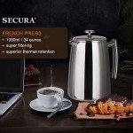 Secura 34-Ounce Stainless Steel French Press Coffee Maker