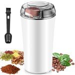 Electric Coffee and Spice Grinder with Spoon (White)