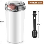 Electric Coffee and Spice Grinder with Spoon (White)