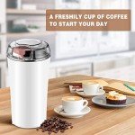 Electric Coffee and Spice Grinder with Spoon (White)