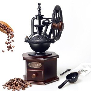 Vintage Wooden Manual Coffee Grinder for French Press