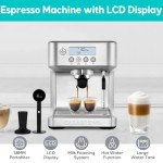 CASABREWS Espresso Machine with Milk Frother & LCD Display