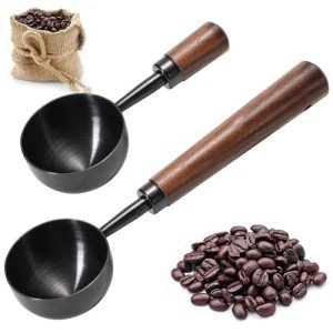 Vintage Stainless Steel Coffee Scoop with Wooden Handle