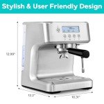 CASABREWS Espresso Machine with Milk Frother & LCD Display