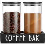 Airtight Glass Coffee Canister Set with Bamboo Lids