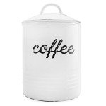 AuldHome Enamel White Coffee Canister for Kitchen