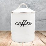 AuldHome Enamel White Coffee Canister for Kitchen