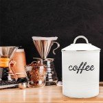 AuldHome Enamel White Coffee Canister for Kitchen