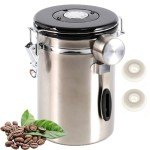 Airtight Stainless Steel Coffee Canister with Scoop