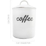 AuldHome Enamel White Coffee Canister for Kitchen