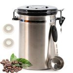 Airtight Stainless Steel Coffee Canister with Scoop