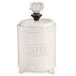 White Ceramic Coffee Canister with Knob Handle