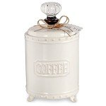 White Ceramic Coffee Canister with Knob Handle
