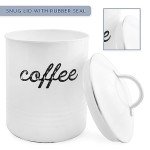 AuldHome Enamel White Coffee Canister for Kitchen