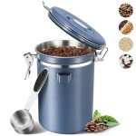 Airtight 22oz Stainless Steel Coffee Canister with Scoop