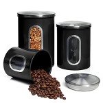 Mixpresso 3-Piece Black Airtight Kitchen Canister Set