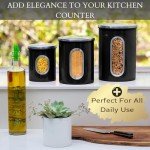 Mixpresso 3-Piece Black Airtight Kitchen Canister Set