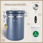 Airtight 22oz Stainless Steel Coffee Canister with Scoop