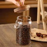Glass Coffee Jar with Wooden Lid and Spoon