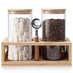 ComSaf Glass Coffee Canister Set with Scoop