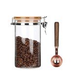 Airtight Glass Coffee Bean Storage Jar with Spoon