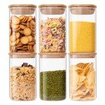 Airtight Glass Storage Jars with Bamboo Lids (6)