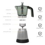 Manual 6-Cup Espresso Maker for Home Use