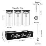 Glass Coffee Canister Set with Shelf Organizer