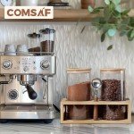 ComSaf Glass Coffee Canister Set with Scoop