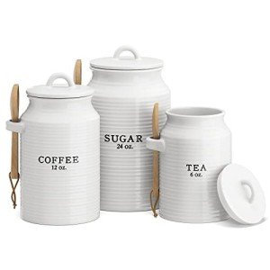 Rustic Ceramic Canister Set for Coffee, Tea, Sugar