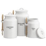 Rustic Ceramic Canister Set for Coffee, Tea, Sugar
