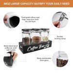 Glass Coffee Canister Set with Shelf Organizer