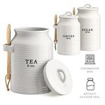 Rustic Ceramic Canister Set for Coffee, Tea, Sugar