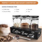 Glass Coffee Canister Set with Shelf Organizer