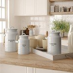 Rustic Ceramic Canister Set for Coffee, Tea, Sugar